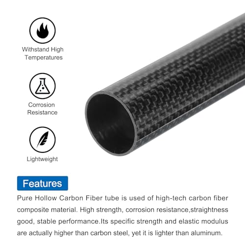 QUARKZMAN 2 Stück Kohlefaserrohre 23 x 25 x 500mm glänzende Oberfläche Stange 3K gewickelte Kohlefaser Rundrohre für RC Flugzeug Quadcopter Multicopter