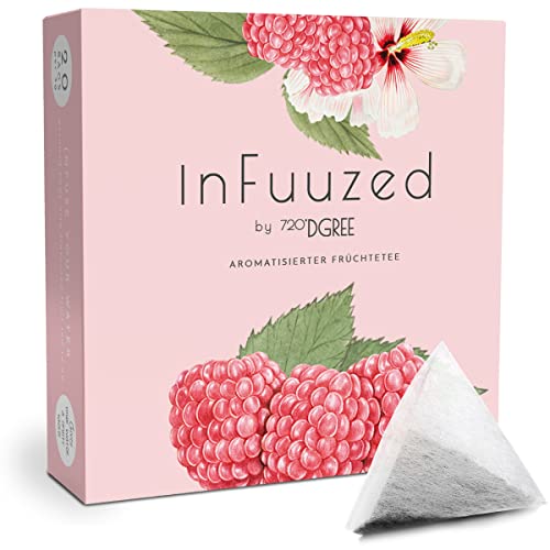 720°DGREE Sabor para Agua 'InFuuzed' - Frambuesa 1x 20 sobres - Bebida fría sin Azúcar, Calorías - Naturalmente deliciosa para tu botella - Alternativa a limonada, té helado, pastillas efervescentes