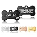 ID Tag Small Large Personalised ID Tag for Pet Dog Doggy Cat Kitten Kitty Puppy Engraved Dog ID Tag (Black Bone)