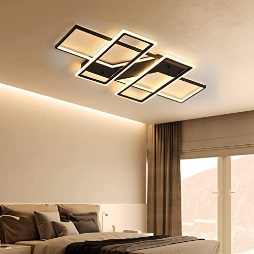 Telancy Modern Ceiling Light Black Square Flush Mount Chandelier Remote Control Dimmable Rectangle Contemporary Close to Ceiling Light Fixture for Bedroom Living Room Dining Room (35.4" 55W) Telancy Modern Ceiling Light Black Square Flush Mount Chandelier Remote Control Dimmable Rectangle Contemporary Close to Ceiling Light Fixture for Bedroom Living Room Dining Room (35.4" 55W)