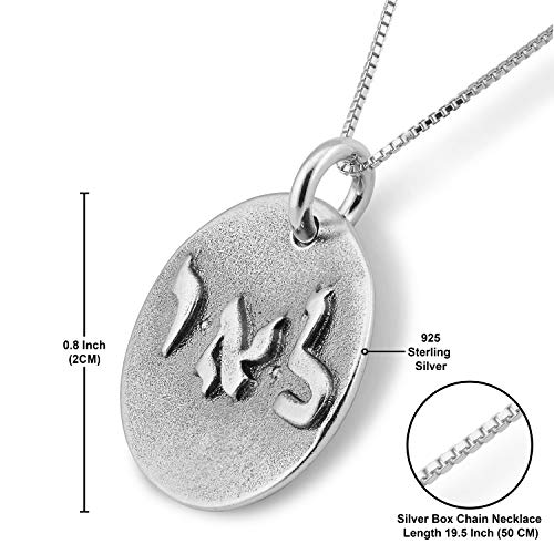 Positive Energy Coin Amulet Pendant in Sterling Silver on 19.5" Box Chain Necklace with Spring Ring Clasp for Men and Women3