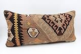 Kilimwarehouse Throw Kilim Pillow Cover 12x24 inch Handmade Oriental Sofa Pillow Eclectic Accent Bolster Art Deco Modern Decorative Vintage Ethnic Cushion Cover