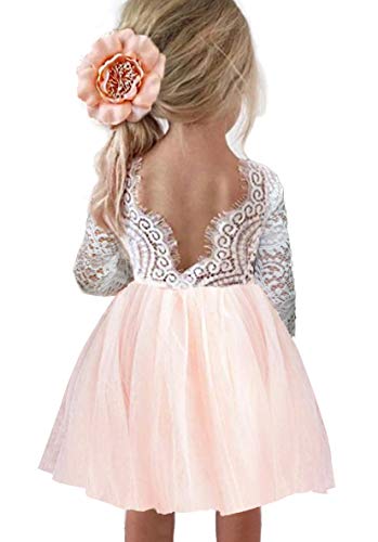 Image of Topmaker Flower Girl Dress for Toddler Baby Girls,Lace Tulle Dress for Wedding,Birthday Party,Photoshoot,Special Occasion