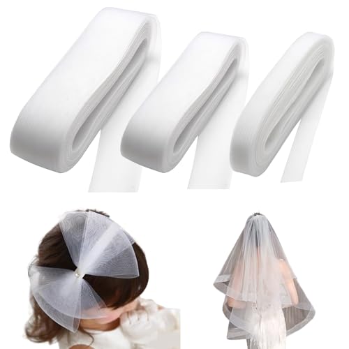 YANMAKE 3 Rolls 150 Yards White Horsehair Braid 1 Inch 2 Inch 3 Inch Wide for Sewing Wedding Dress Dance Formal Dress Accessories Skirt Shaping Trimming
