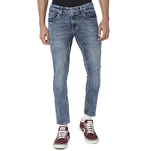 Image of Spykar Men's Kano Slim Fit Mid-Rise Jeans (Ankle Length)