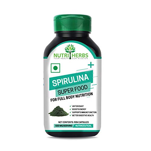 Nutriherbs Spirulina Plus 90 Capsules 500mg For Better Immunity, Vegan Protein, Nutrition, Skin & Hair Nutriherbs Spirulina Plus 90 Capsules 500mg For Better Immunity, Vegan Protein, Nutrition, Skin & Hair