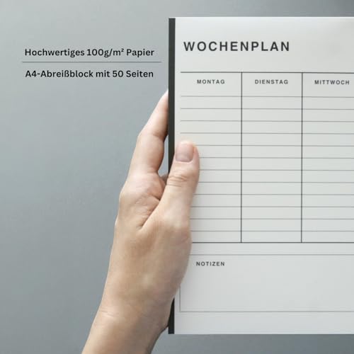 homent Wochenplaner A4 undatiert – Minimalistischer Wochenplan Block mit 50 Blatt | Wochenübersicht Montag-Sonntag | Schreibtisch Planer für Alltag, Büro, Studium & Home Office, Geschenkidee