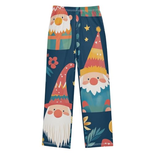 Gnome Florals Boys Long Pants Soft Trousers Elastic Waist Kids Lounge Bottoms with Pockets S-XL