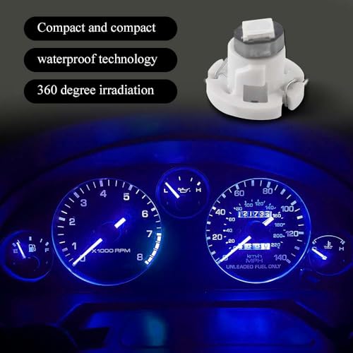 Image of 10PCS T4.2 Led Bulb Neo Wedge 10mm Base, Car Interior Dash Light, 12V IP65 Waterproof 3030 Chip LED Super Bright A /C Indicator Light, Climate Control Switch Indication Bulb for Cars (Blue)
