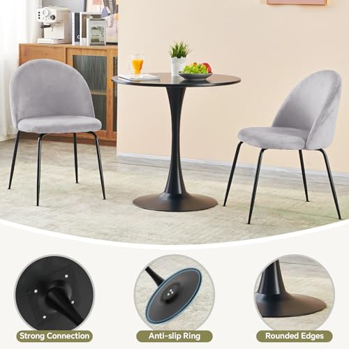 Image of Round Dining Table 27.5 inch Black Tulip Table with Pedestal Base for 2-4 People Small Space - Kitchen Living Room Cafe