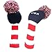 BIG TEETH Knitted Golf Club Head Covers Set of 3 Driver 460cc Fairway Hybrid UT Covers Pom Pom with Number Tag (A Set of 3)