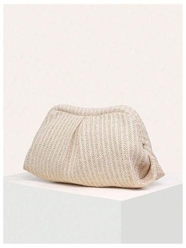Image of Verdusa Women's Straw Woven Clutch Handbags Ruched Cloud Purse