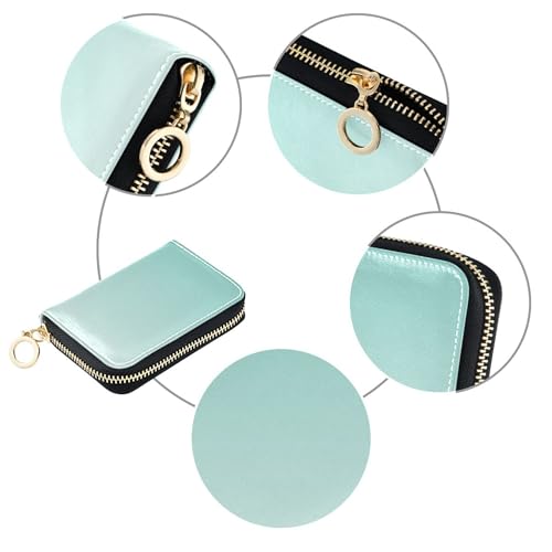 Green Blue Mint Cream Gradient Wallet Womens Small Credit Card Wallets RFID Blocking Compact Coin Purse Pouch with Zipper4
