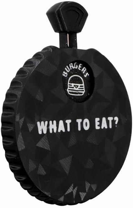 What to Eat? Decision Spinner Wheel – Food Choice Picker Keychain – Burger Pizza Sushi BBQ Mexican Chinese – Funny Gift for Couples, Family, Office