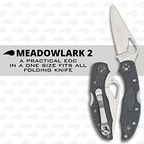 Image of Spyderco Byrd Meadowlark 2 Lightweight Folding Pocket Knife, PlainEdge | Gray, 6.9 inch Overall Length, 2.97 inch 8Cr13MoV Steel Blade, FRN Handle, Back Lock, Full-Flat Grind