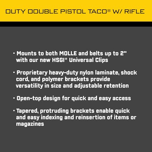 Double Pistol Taco® MOLLE Mag Pouch for Police and Military Professionals (Black)