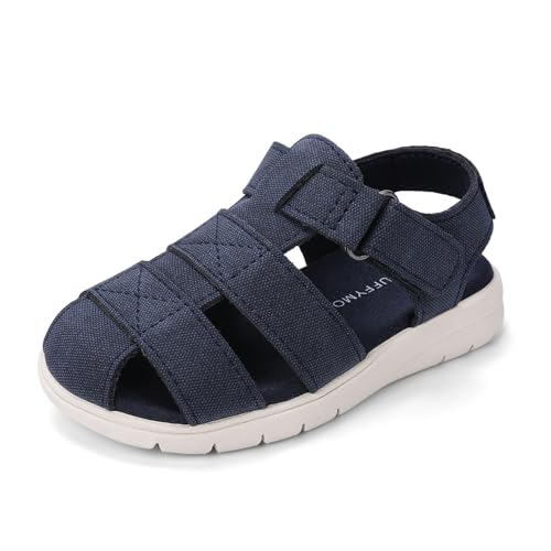 Image of Luffymomo Toddler Kids Closed Toe Fisherman Sandals | Boys Girls Lightweight Shoes,Adjustable Beach Summer Sandal