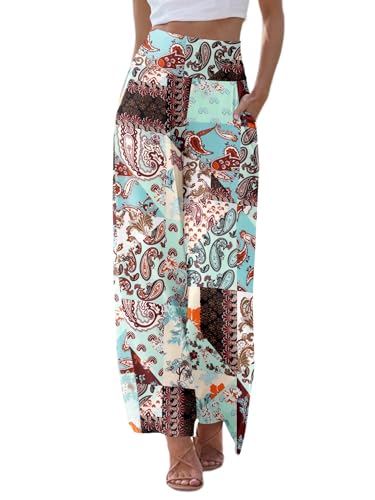 JZC Women's Palazzo Lounge Pants Casual Wide Leg Pants High Waist Flowy Toursers with Pockets