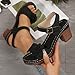 Women's Platform Wedge Sandals Solid Color One Strap Casual Hollow Out Floral Decor Chunky Heeled Sandals Stylish Lightweight Platform Wedge Sandals Summer Fashion Footwear (Black, 6)