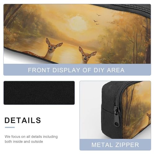 Autumn Deers at Sunset by The Lake Large Travel Backpacks Carry on Backpack Weekender Bag with 2 Storage Pockets for Men And Women4