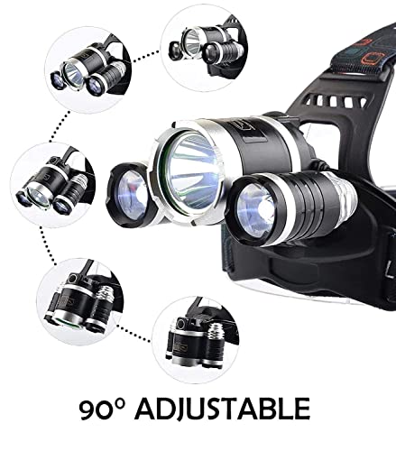 Image of FOXELLI Super Bright Headlamp, Rechargeable LED, Waterproof, 3 Light Modes, 500 Lumens, Adjustable Strap, Head Mount, Ideal for Running, Hiking, Camping