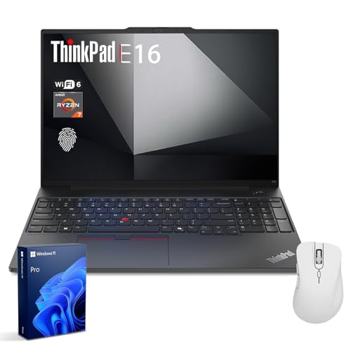 Lenovo ThinkPad E16 Gen 2 Business Laptop, 16" FHD+, AMD Ryzen 7 7735U, 16GB DDR5 RAM, 1TB SSD, Fingerprint, Backlit Keyboard, HDMI, Wi-Fi 6, Windows 11 Pro, Black, w/Bundle
