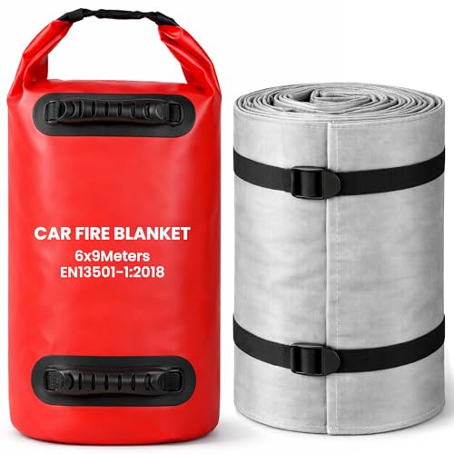 Image of BXHYNOI Extra Large Car Fire Blanket 20FT x 30FT, Heavy Duty Vehicle Fire Blanket for SUV Truck & EV, Lithium Battery Fire Containment for Garage & Parking
