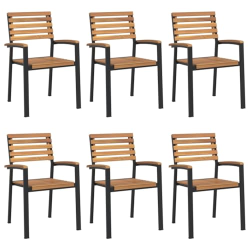 vidaXL Lot de 6 Chaises de Jardin Empilables, Sièges de Terrasse, Chaises de Balcon, Meubles de...