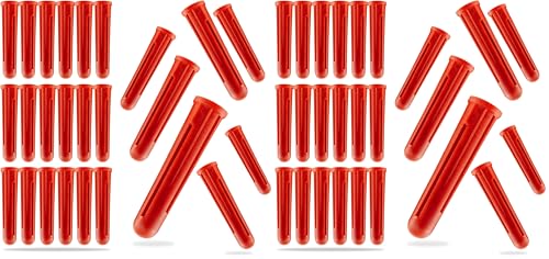 Image of 60 Red Rawl Plugs Screw Fixing Wall Expansion Raw Plugs Brick Stone Concrete (Pack of 2)