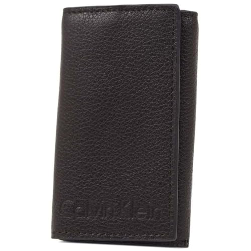 [カルバンクライン] キーケース 脱着可能キーリング付き 本革 ロゴ型押し 79470 BROWN ブラウン [並行輸入品]