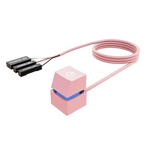 PC Power Switch External Extension Cord, PC Power Button Extension Device, Desktop Computer External LED Power Switch (on/Off), 70.87-inch-Long Switch Extension Cord (Pink)