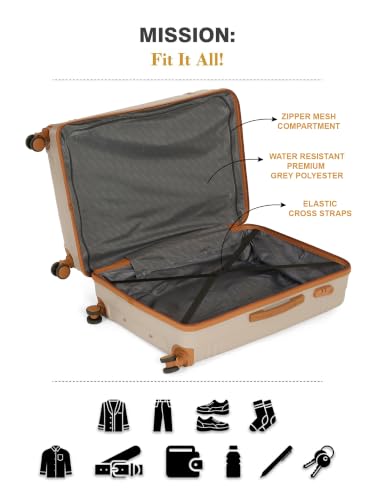 Image of Teakwood Set of 2, 8 Wheels Trolley Bag, Hard Cabin with Zipper Closure, Adjustable Push Button & Cross Side Strap, Number Lock System 360 Degree (Set of 2, Toupe)