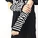 UPSTORE 1Pair Black + White Stripe Long Arm Warmer Fingerless Gloves Knitted Wrist Arm Warmers with Thumbhole Stretchy Gloves Winter Warming Protector for Women Girls
