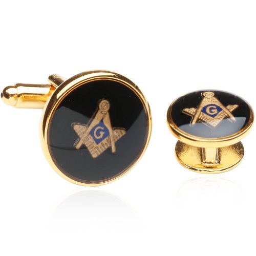 Cuff-Daddy Mens Freemason Masonic Cufflinks Studs (Studs Won't Spin) Tuxedo Formal Set with Presentation Gift Box Business Attire Cufflinks Shirt Accessories Storage Travel Box Special Occasions2
