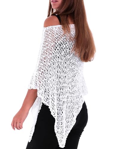 Image of SHU-SHI Summer Ponchos For Women Lightweight Sheer Popcorn Knit Sweater Cape Pullover
