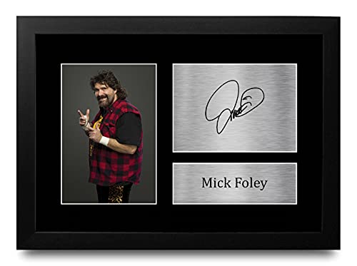 HWC Trading FR A4 Mick Foley Cadeaux Imprimés Photo Autographe Signée pour les Fans de lutte - A4 Encadré