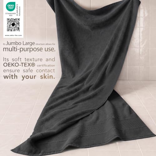 Image of Cotton Paradise 100% Cotton Turkish Towel Set, Soft Absorbent Quick Dry, 2 Piece 35x70 Bath Sheet Set, Dark Gray