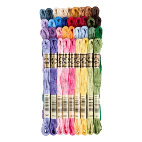 Image of DMC Embroidery Floss, Popular Pack Embroidery Thread, Bundle with Rylei Crafts Plastic Floss bobbins,DMC 36 popular colors Hand Embroidery Yarn