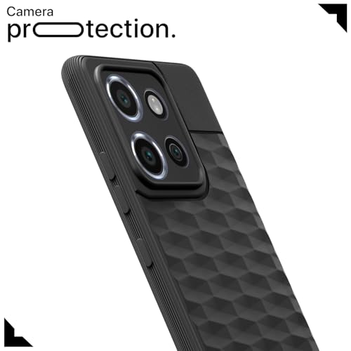 Image of Pikkme Back Cover for Moto Edge 50 Neo 5G Camera Protection 3D Hexa Cube Design Silicone Protective Bumper Case (Black)