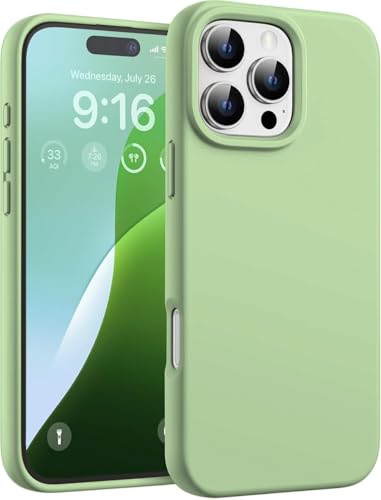 Image of DIZORO Compatible for iPhone 16 Pro Case Slim Liquid Silicone 3 Layers Full Covered Soft Gel Rubber Phone Case Protective Cover 6.3 Inch - Matcha Green