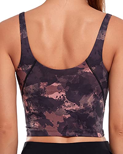 Image of Oalka Sports Bra Womens Longline Padded Crop Yoga Tank Tops
