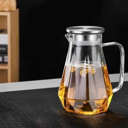 Image of Martvia Premium Juice and Water Glass Pitcher jug with Lid 1.8 Liter Romantic Style jugs with Handle Pitcher for Serve Water, Milk Juice, Lassi, Cocktail, Ideal for Gift Beverage Carafes (NP - 30)