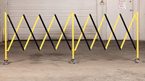 Trafford Industrial Expandable Metal Barricade, 16 Feet, Yellow And Black, Mobile Safety Barrier Gate, Retractable Traffic Fence #TOP7