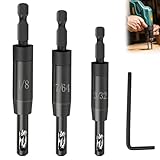 𝐔𝐩𝐠𝐫𝐚𝐝𝐞𝐝 Self Centering Hinge Drill Bit Set, CC2430 3/32', 7/64', 1/8' VIX Bit Center Drill Bit for 1/4 in Clic-Change Hex Shank Drill, #6 8 10, Drilling Pilot Holes & Installing Hinges