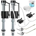 Saillong 2 Set Universal Toilet Tank Replacement Kit, Include Toilet Fill Valve, 2 Inch Low Flow Toilet Rubber Flapper, Side Mount Toilet Flush Brass Handle (Dark Grey, Black)
