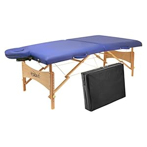 Master Massage 27 ” Brady Pro Portable Mobiel massageliegenpaket in Hemelsblauw/Sky Blue met houten Poot en draagtas
