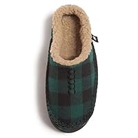 Lucky Brand Boys Buffalo Plaid Memory Foam Clog Slippers, Non Slip Rubber Sole House Shoes, Cozy Fluffy Bedroom Clogs, Hunter Green, Size 13