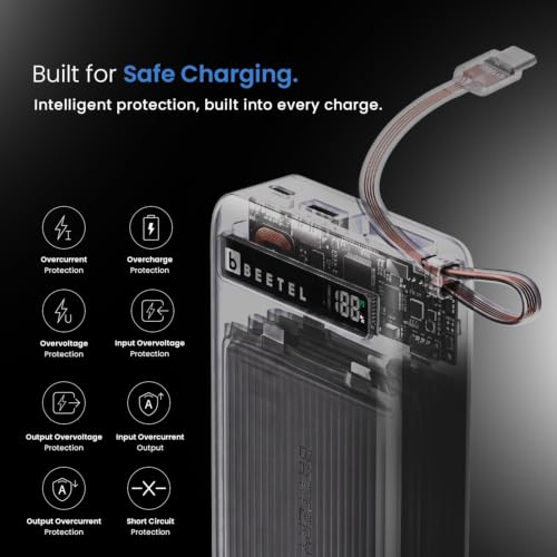 Image of Beetel Power Bank Volte PB35N Nano 20000mAh 35W with Built-in Type C Cable