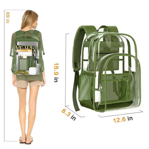 Image of PAMANO Clear Backpack, Heavy Duty Transparent Reinforced Bottom See Through for College, Travel Work Security