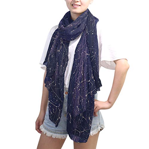 Galaxy Shawl Wrap Womens Elegant 12 Constellation Universe Stars Large Chiffon Scarf Lightweight for Dresses Mothers Day4